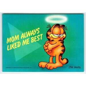 Garfield Mom Always Liked Me Best Postcard Jim Davis Comic Orange Tabby Cat 1978